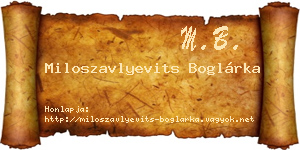 Miloszavlyevits Boglárka névjegykártya