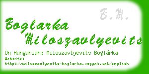 boglarka miloszavlyevits business card