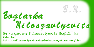 boglarka miloszavlyevits business card